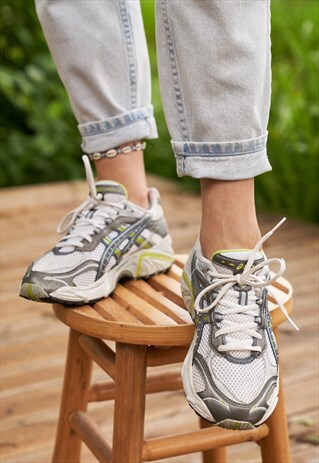 Y2K ASICS TRAINERS RUNNING SHOES SILVER LIME