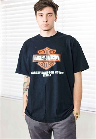 VINTAGE HARLEY-DAVIDSON ITALIA T-SHIRT LOGO 90S XL 7.1