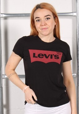 Vintage Levis T-Shirt in Black Crewneck Lounge Tee XS