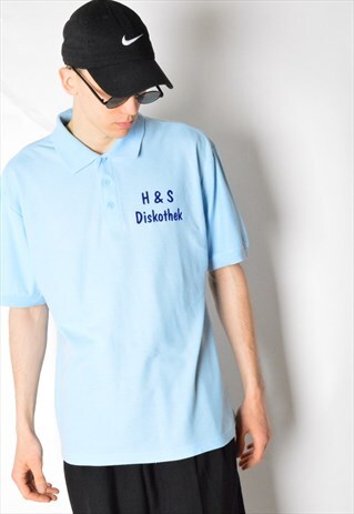 VINTAGE 90S BLUE DISCOTHEK POLO SHIRT