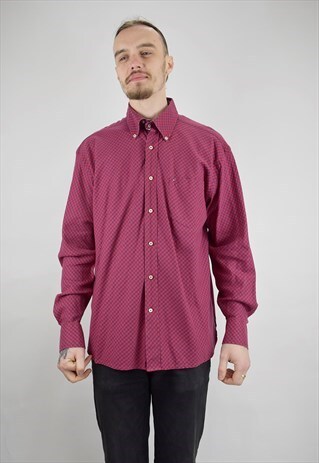 VINTAGE 90S (L) TOMMY HILFIGER NAVY & RED CHECK PRINT SHIRT