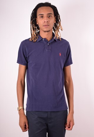 POLO RALPH LAUREN MENS VINTAGE POLO SHIRT MEDIUM NAVY 90S