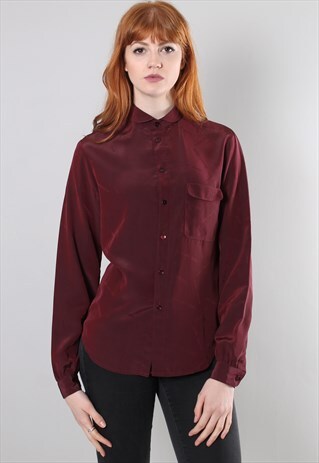 VINTAGE 70S SATIN ESPRESSO BLOUSE