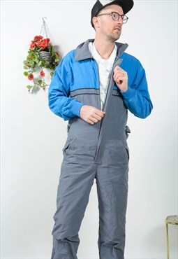 Vintage  90s Ski Suit Retro Ski Wear Grey Unisex Size M