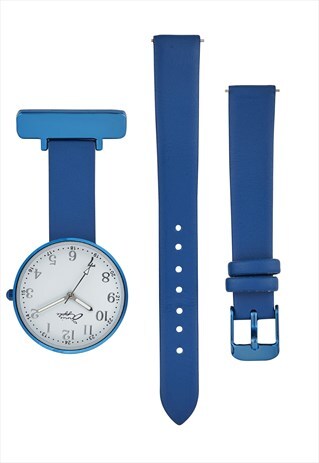 ANNIE APPLE INTERCHANGEABLE BLUE LEATHER FOB TO WRIST WATCH