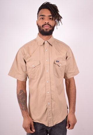 WRANGLER MENS VINTAGE SHIRT MEDIUM BROWN 90S