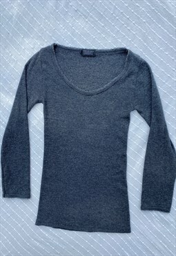  Vintage Y2K Grey Toast Long Sleeve Tshirt Top Small 