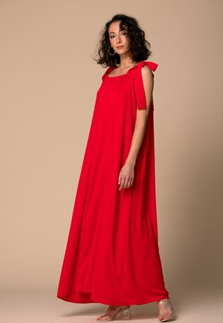 RED MAXI DRESS, BOHO MAXI DRESS
