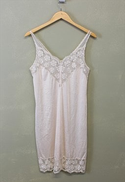 Vintage Y2K Slip Dress Beige With Lace Details 