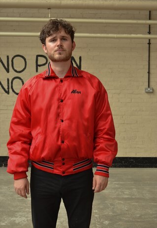 VINTAGE RED VARSITY/BOWLING JACKET