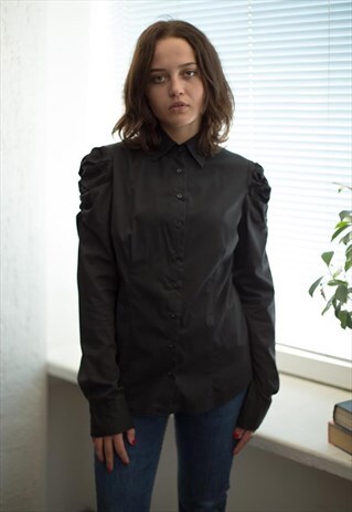 VINTAGE 90'S BLACK BUTTON UP SHIRT