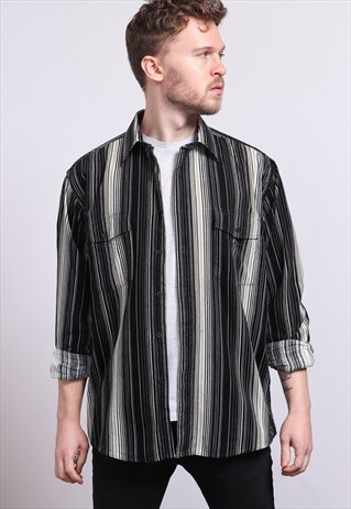 VINTAGE CORDUROY CORD STRIPED SHIRT