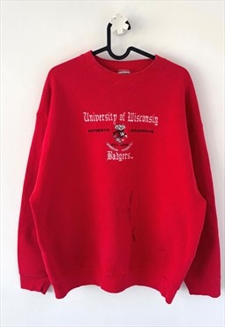 Vintage wisconsin badgers red embroidered sweatshirt XL 