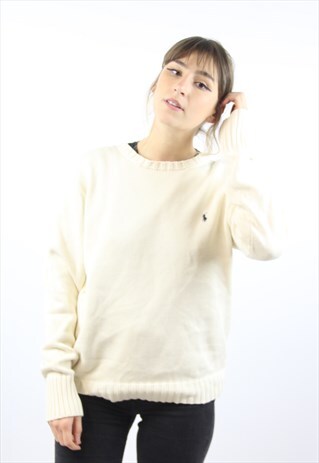 VINTAGE POLO RALPH LAUREN CREAM JUMPER