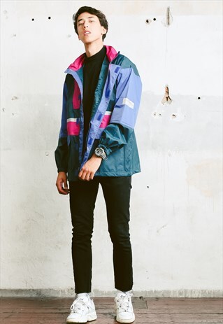 VINTAGE 80S BOLD WINDBREAKER RAIN JACKET