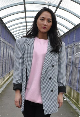 90S HOUNDSTOOTH BLAZER LONGLINE BOYFRIEND
