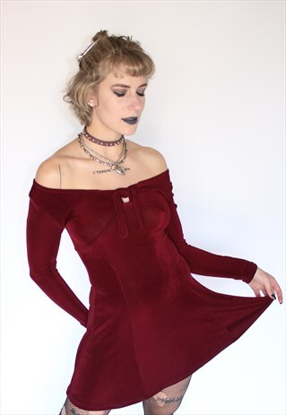 BURGUNDY BABYDOLL DRESS