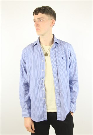 VINTAGE POLO RALPH LAUREN STRIPED BLUE SHIRT