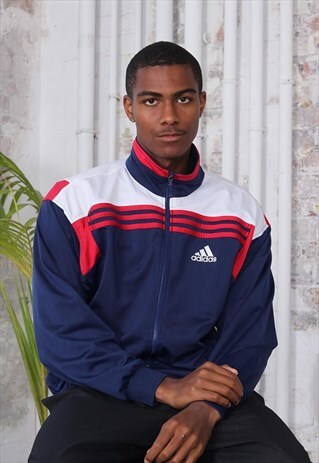 VINTAGE ADIDAS BIG LOGO TRACK JACKET RED WHITE BLUE