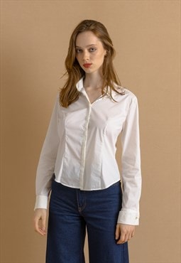 Max Mara Classic Buttons Up White Shirt Blouse Small 7463