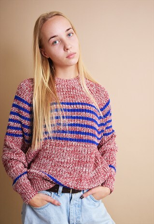 90'S STRIPED JAZZY KNITTED JUMPER TOP