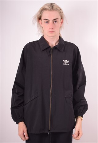 ADIDAS MENS VINTAGE HARRINGTON JACKET LARGE BLACK 90S