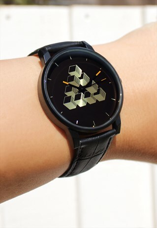 TRIANGLE DESIGN SLIM BLACK WATCH