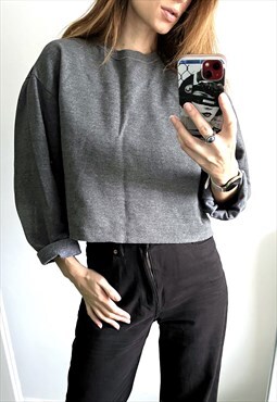 Gray Cotton Basic Capsule Crop Top