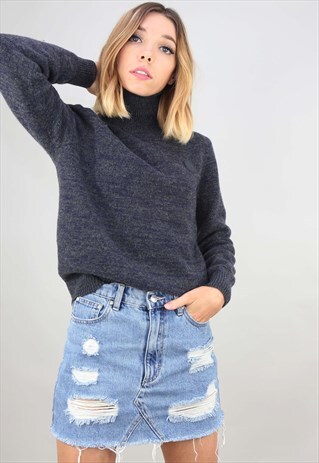 VINTAGE RETRO OVERSIZED FRED PERRY WOOL ROLL NECK JUMPER
