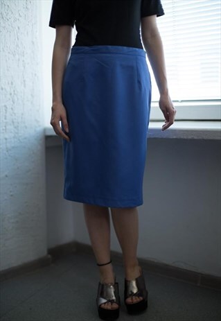 VINTAGE 90'S WASHED BLUE HIGH WAISTEDI SKIRT