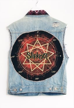 Slipknot denim vest festival studded sleeveless rocker