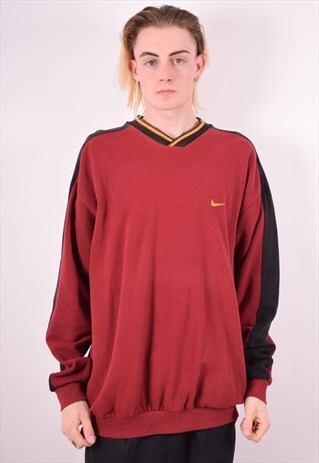 NIKE MENS VINTAGE SWEATSHIRT JUMPER XL MAROON 90S