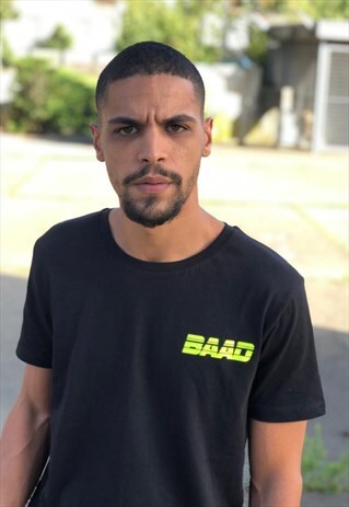 BAAD T-SHIRT BLACK NEOFUTUR ( PRINT NEON YELLOW )