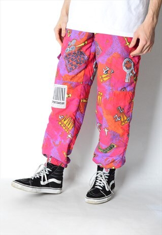 VINTAGE 80S COLOURFUL ABSTRACT SKI PANTS