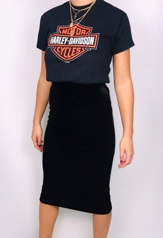 VINTAGE REWORKED VELVET MIDI SKIRT