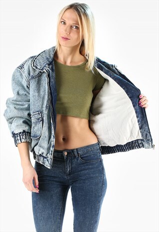 ACID WASH DENIM JACKET SHEARLING
