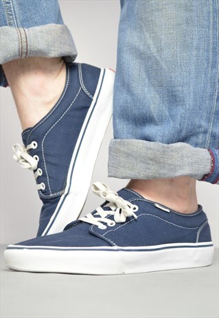 VINTAGE 90S VANS NAVY SKATE SHOES TRAINERS SNEAKERS GRUNGE