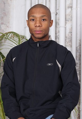 VINTAGE REEBOK LOGO TRACK JACKET BLACK