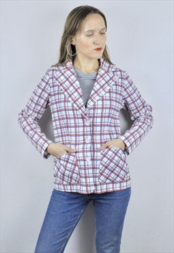 Women's Vintage American Multicoloured Checked Jacket 