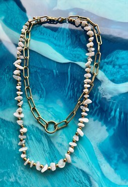 White gold multi chain necklace