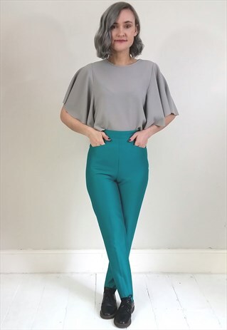 VINTAGE 80'S GREEN LEGGINGS DISCO PANTS W/ STIRRUPS