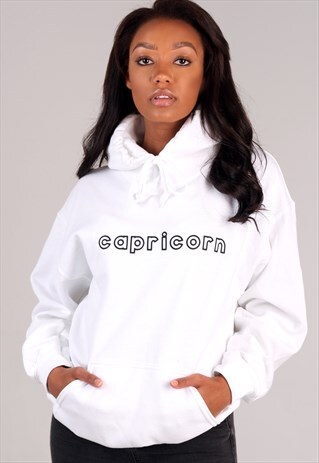 OVERSIZED CAPRICORN STARSIGN HOODIE IN WHITE