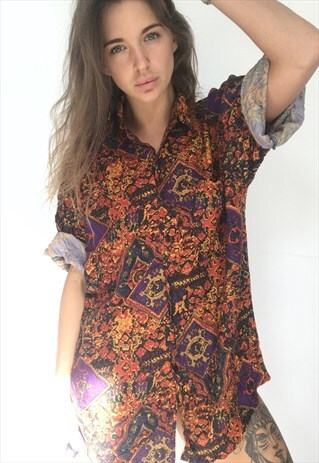 PATTERNED OVERSIZED RETRO VINTAGE UNISEX FESTIVAL SHIRT