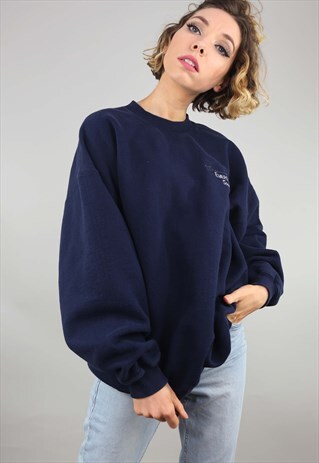 VINTAGE OVERSIZED NAVY BLUE SWEATER SWEATSHIRT