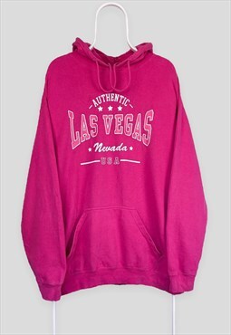 Vintage Las Vegan Pink Hoodie American Nevada USA XL