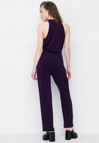 VINTAGE PURPLE CACHE SLEEVELESS PLAYSUIT JUMPSUIT