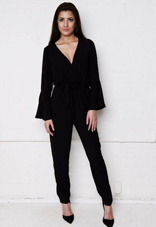 MAYA BLACK CROSS OVER JUMPSUIT