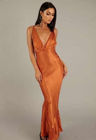 ROSE GOLD SATIN MAXI