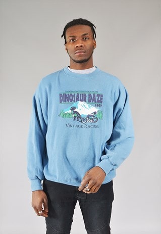 VINTAGE DINOSAUR DAZE RACING SWEATSHIRT BLUE