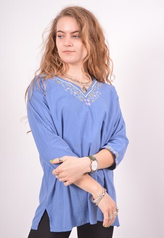 VINTAGE WRANGLER TOP 3/4 SLEEVE BLUE